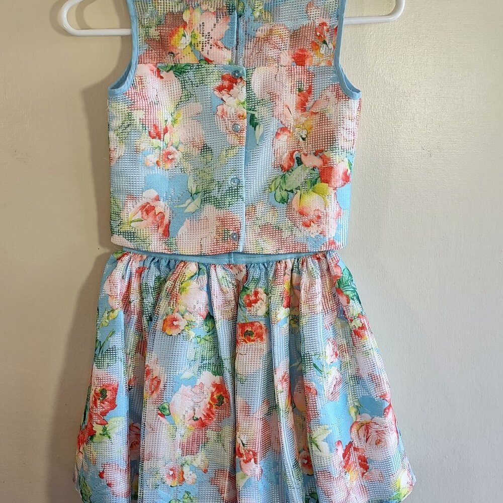 Pippa & Julie Girl's Pastel Floral 2 Piece Top & Skirt Set Size 10 Tropical - Picture 3 of 7